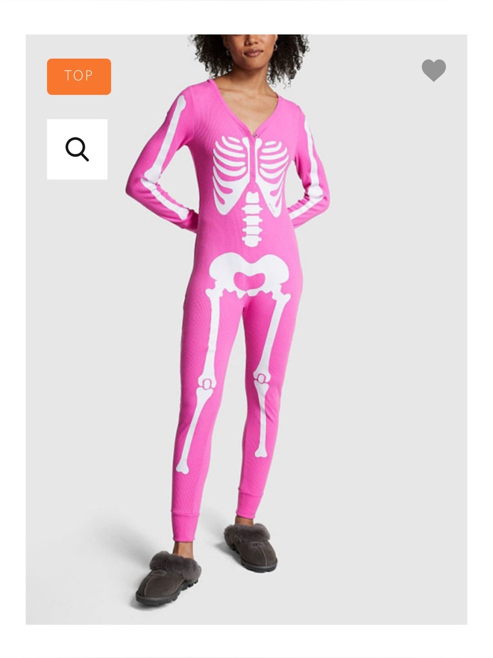 Victoria's Secret PINK Thermal Sleep One Piece Pajama Halloween Skeleton